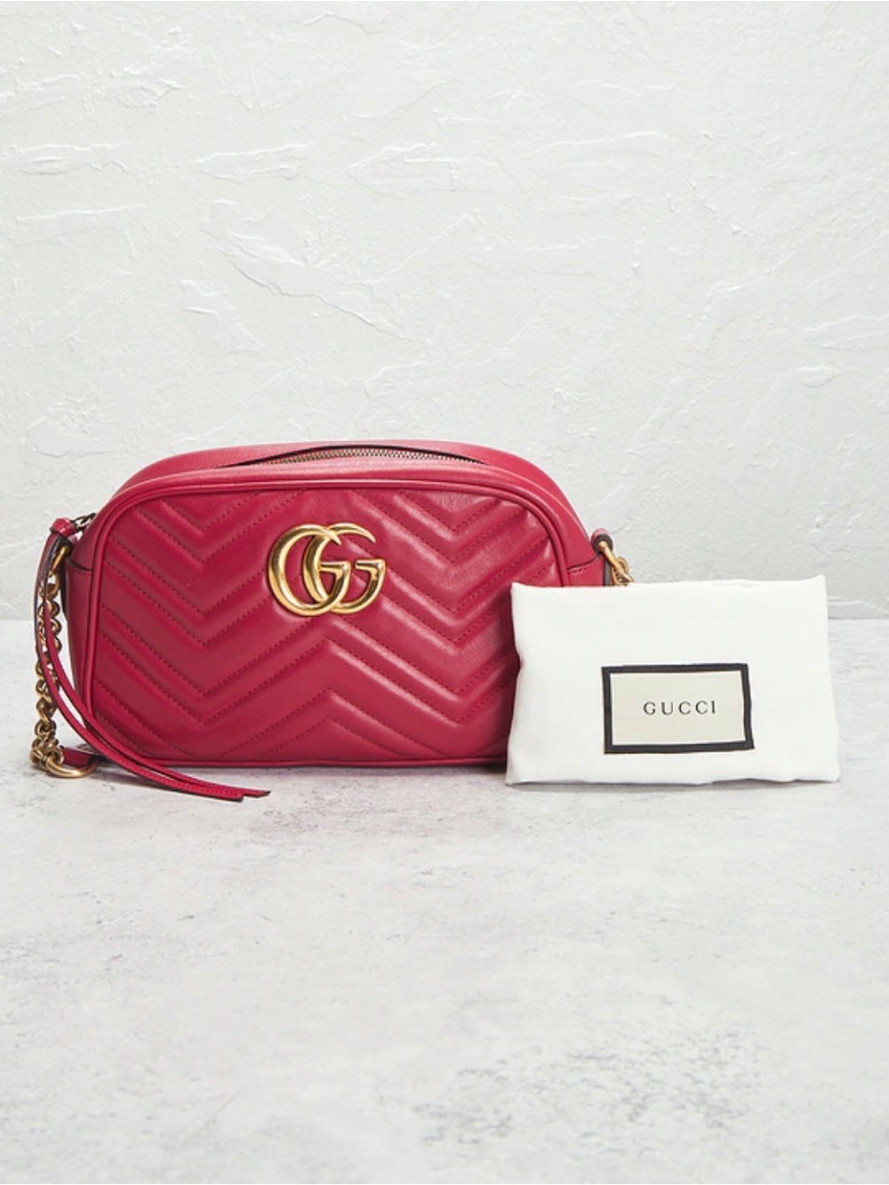 Gucci Hibiscus Red GG Gucci Marmont Shoulder Bag